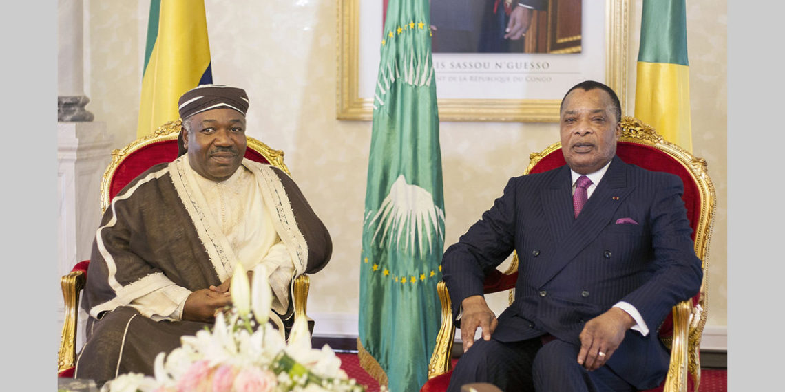 *** Local Caption *** Le président de la République Ali Bongo Ondimba hote du chef d'Etat congolais Denis Sassou Nguesso