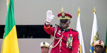Gabon coup leader General Brice Oligui Nguema is sworn in as interim president during his swearing-in ceremony, in Libreville, Gabon, September 4, 2023. REUTERS/Stringer  NO RESALES. NO ARCHIVES